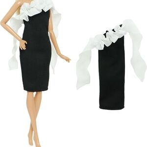 Elegant Black and White Ruffle Dress